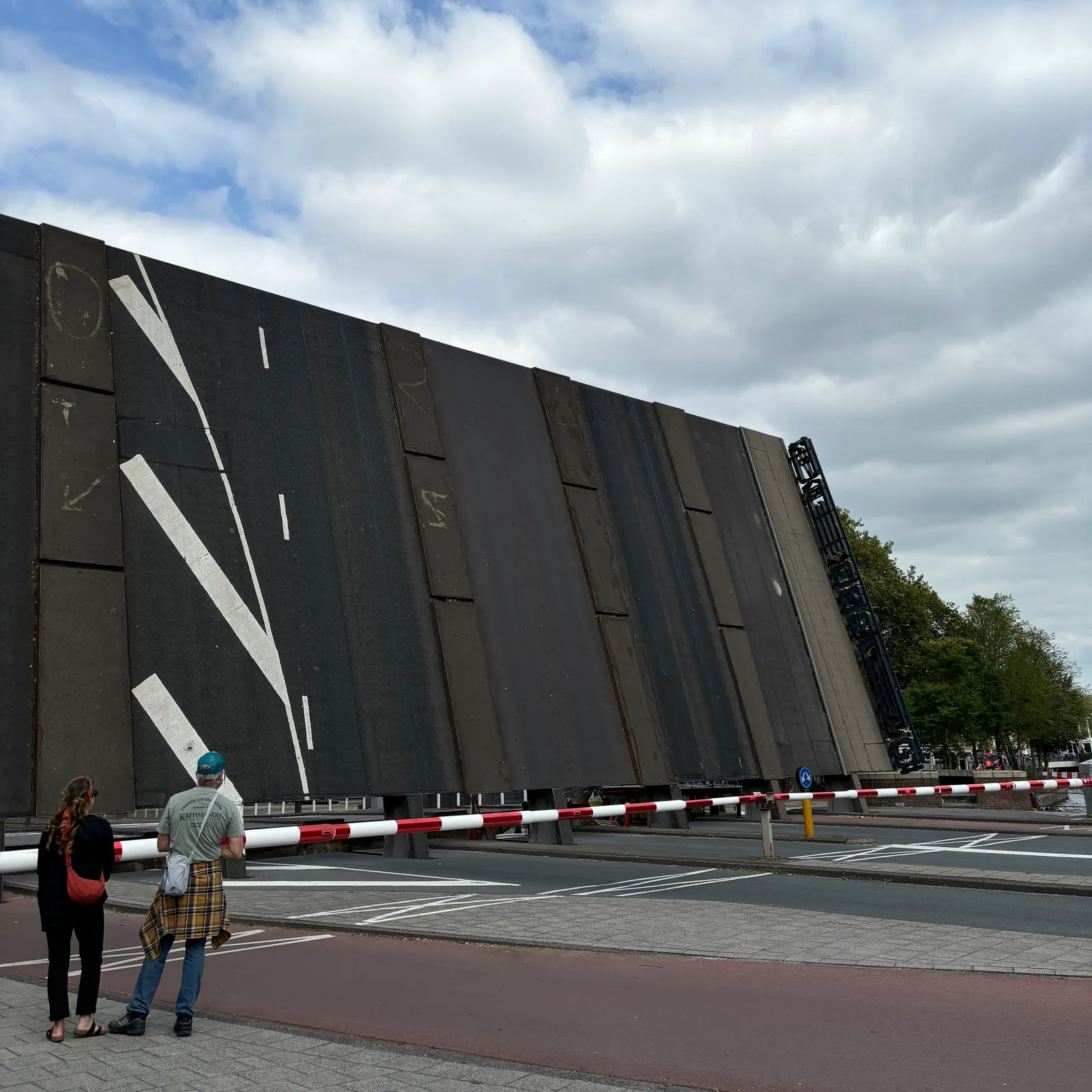 The drawbridge opening for canal traffic